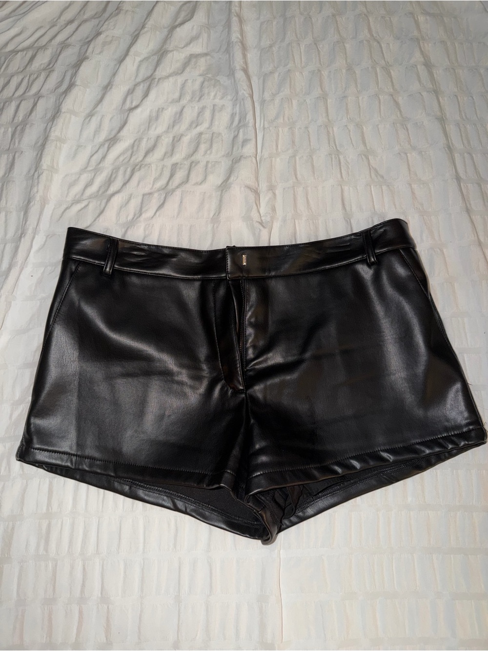 REVOLVE Black Faux Leather Mini Shorts